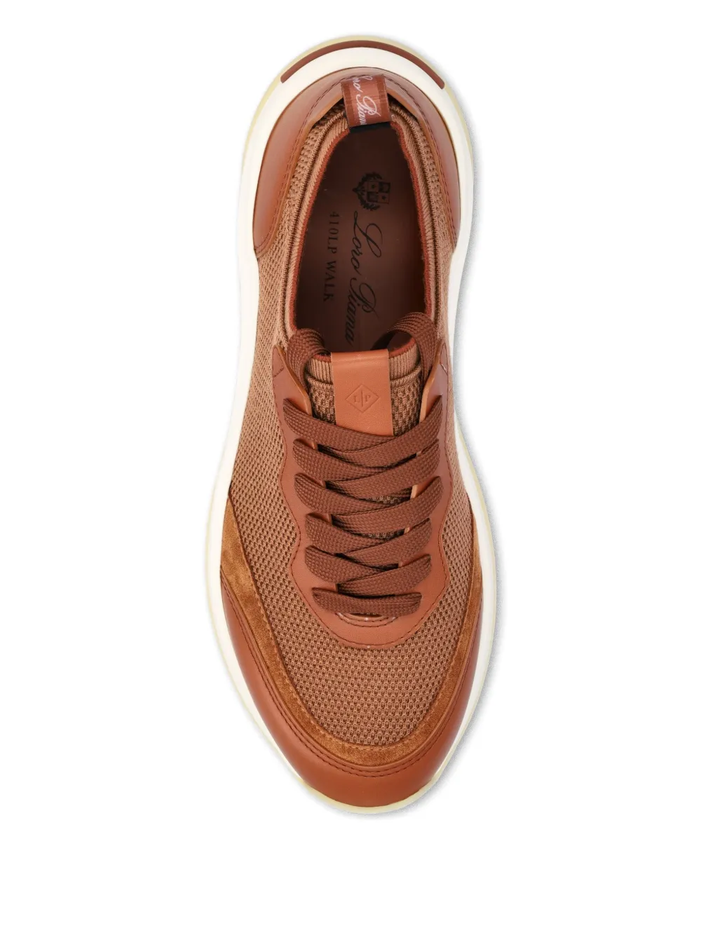 Loro Piana Leather-mesh Sneakers In Brown