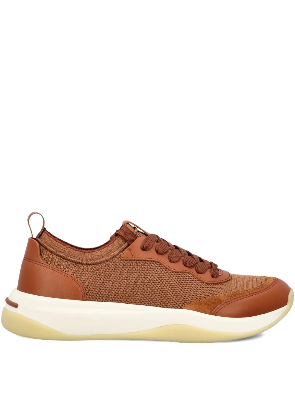 Loro Piana Leather-mesh Sneakers In Brown
