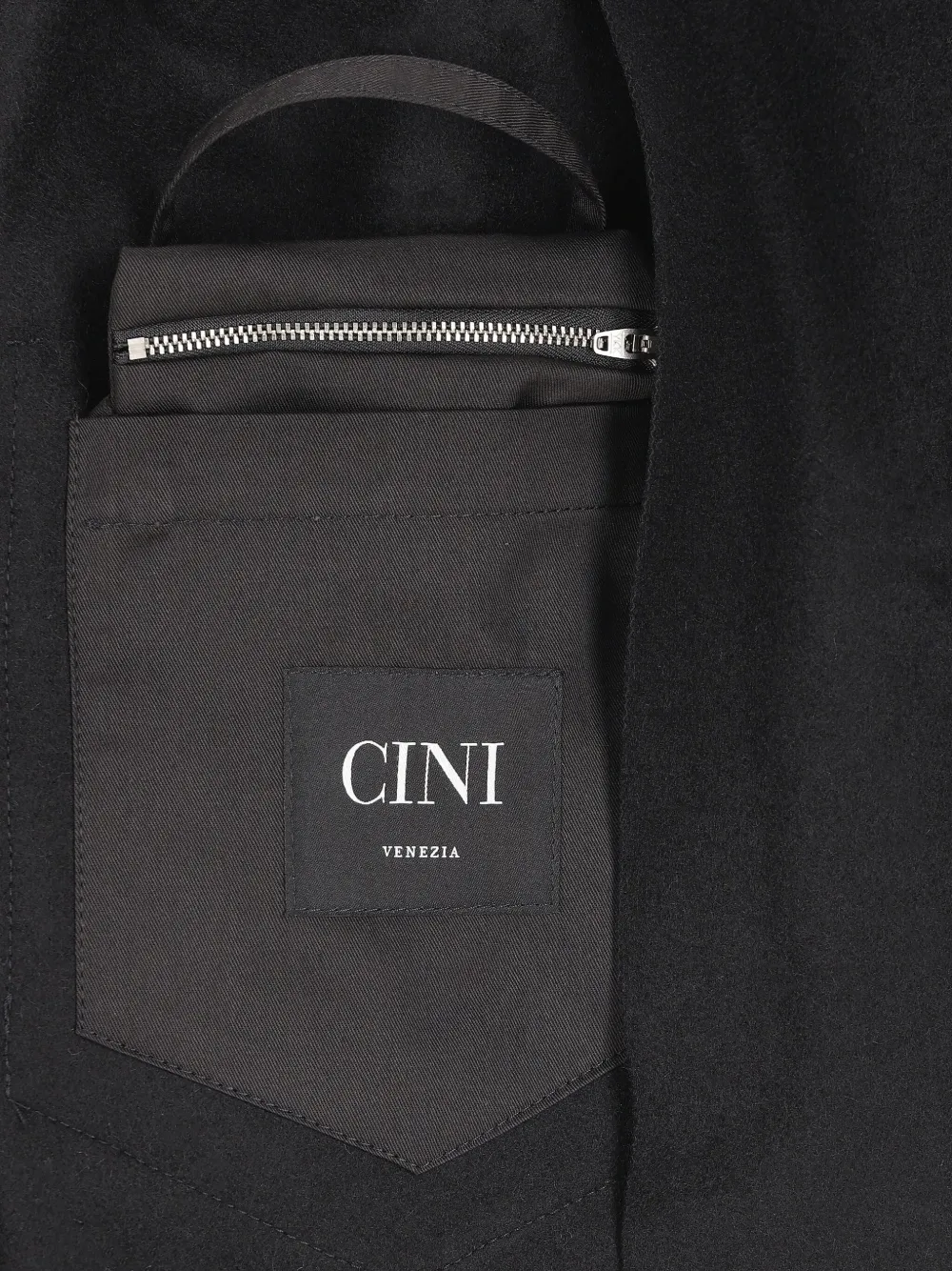Cini Patch-pocket Hooded Coat In Black