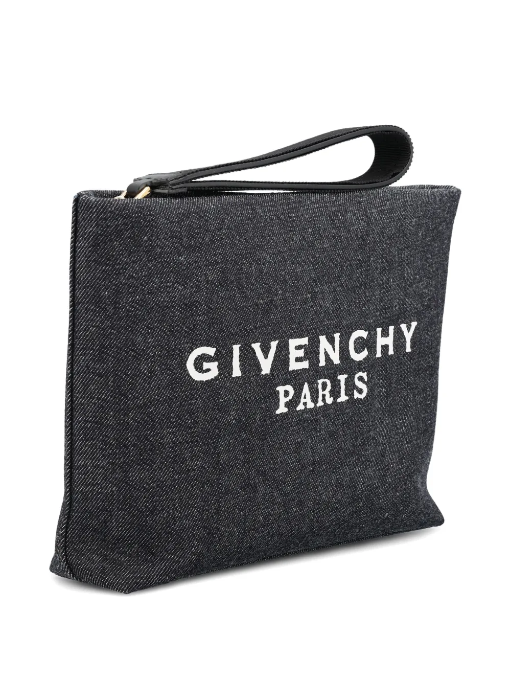 Givenchy Paris Logo Printed Zipped Clutch Bag In Black