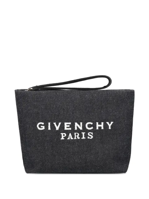 Givenchy logo-print denim clutch bag