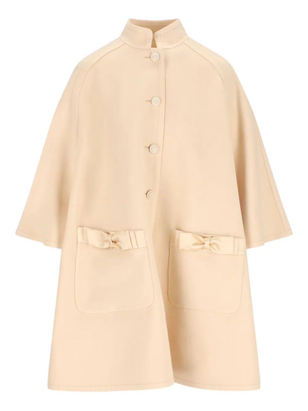 Valentino Garavani bow-embellished cape coat | Neutrals | Image 1