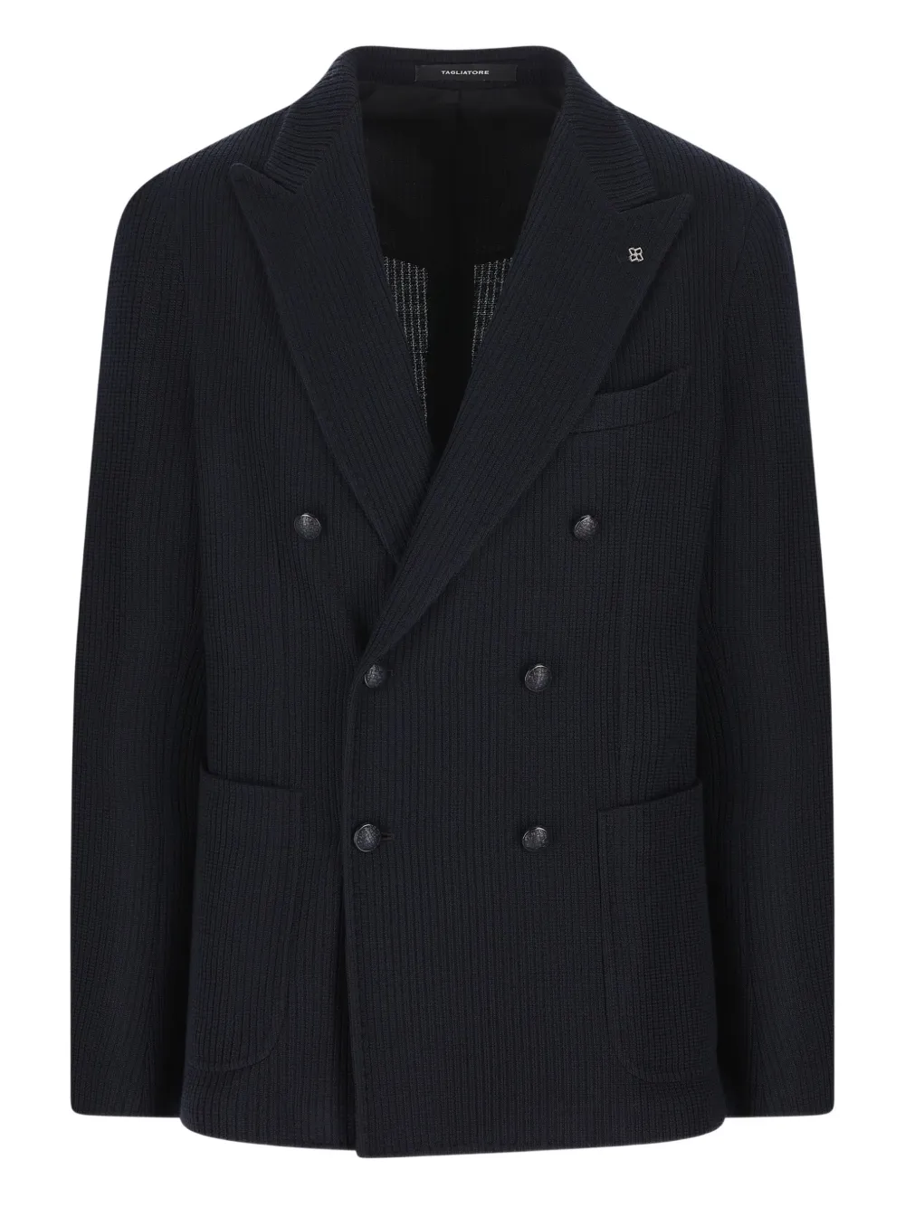 Tagliatore ribbed double-breasted jacket | Blue | Image 1