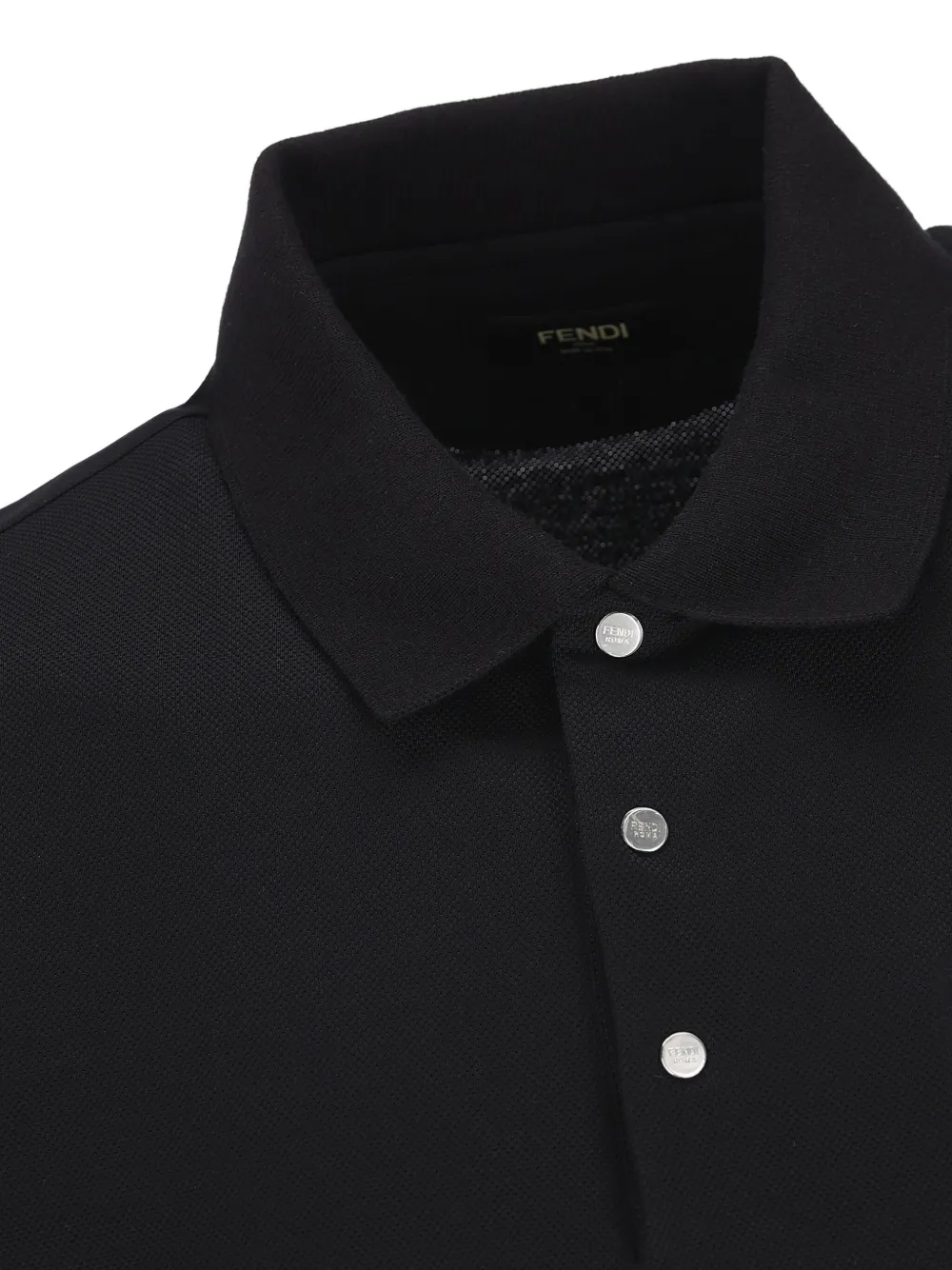 Fendi Embossed-logo Piqué Polo Shirt In Blue