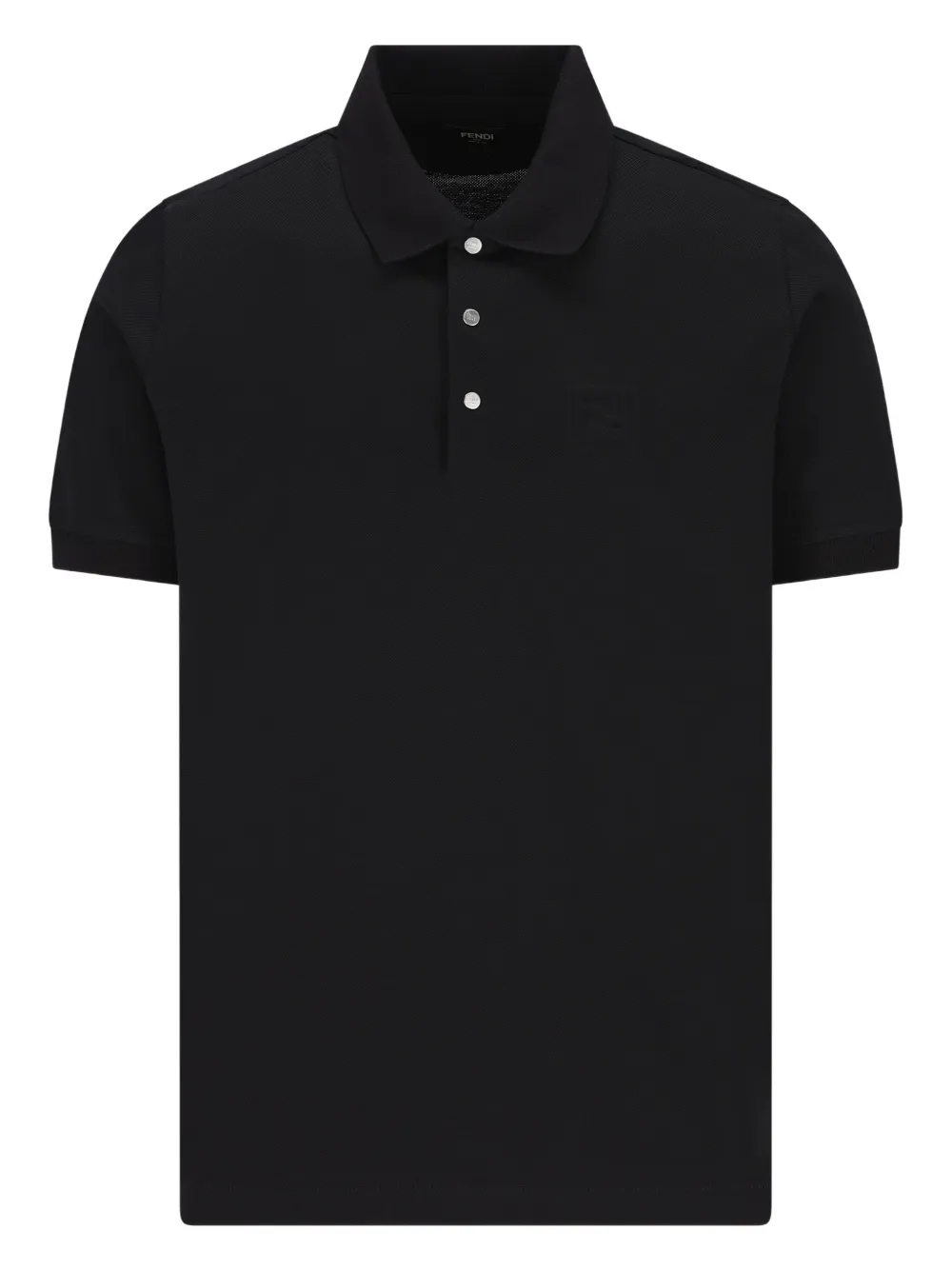 Fendi Embossed-logo Piqué Polo Shirt In Blue