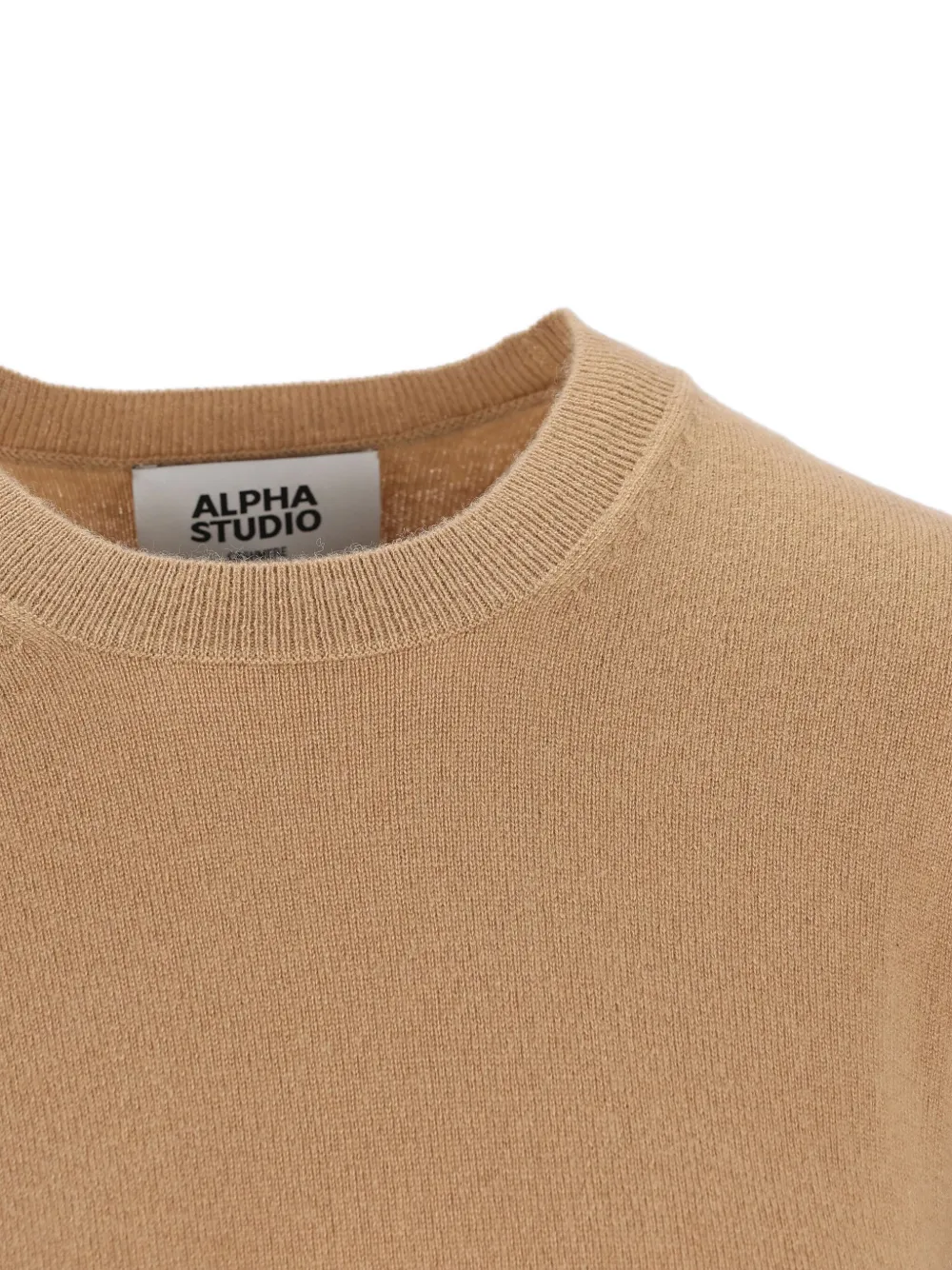 Alpha Studio Short-sleeve Cashmere Sweater In Gold