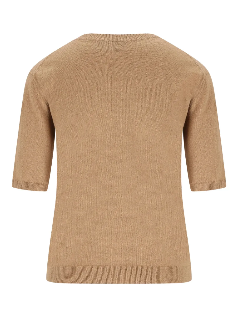 Alpha Studio Short-sleeve Cashmere Sweater In Gold