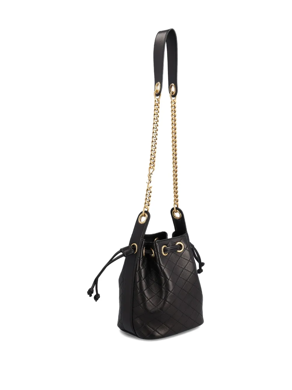 Saint Laurent Cassandre Quilted Bucket Bag In Black