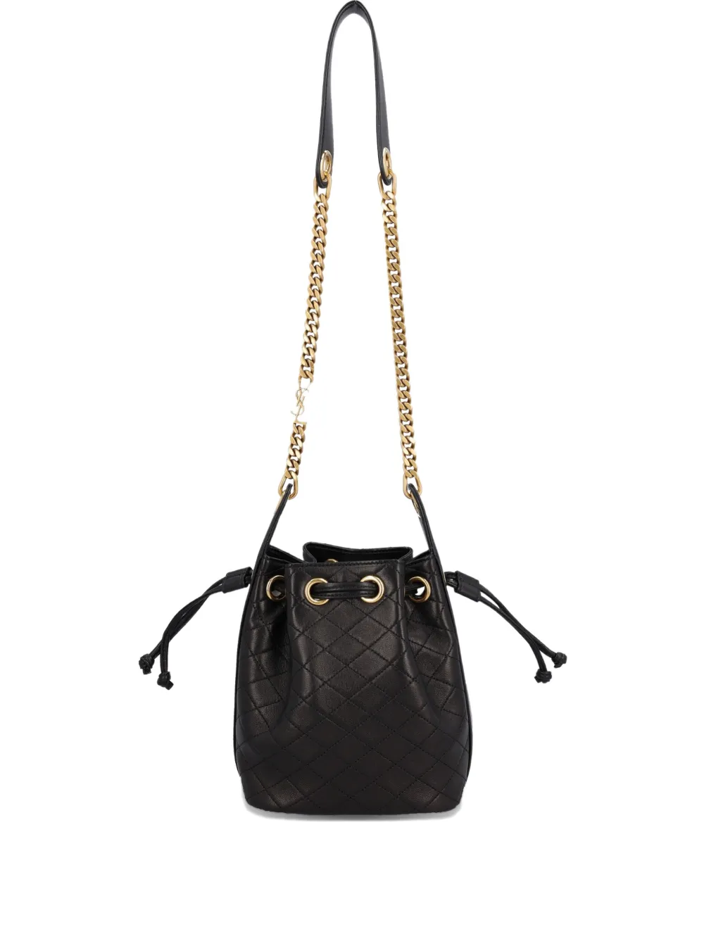 Saint Laurent Cassandre Quilted Bucket Bag In Black