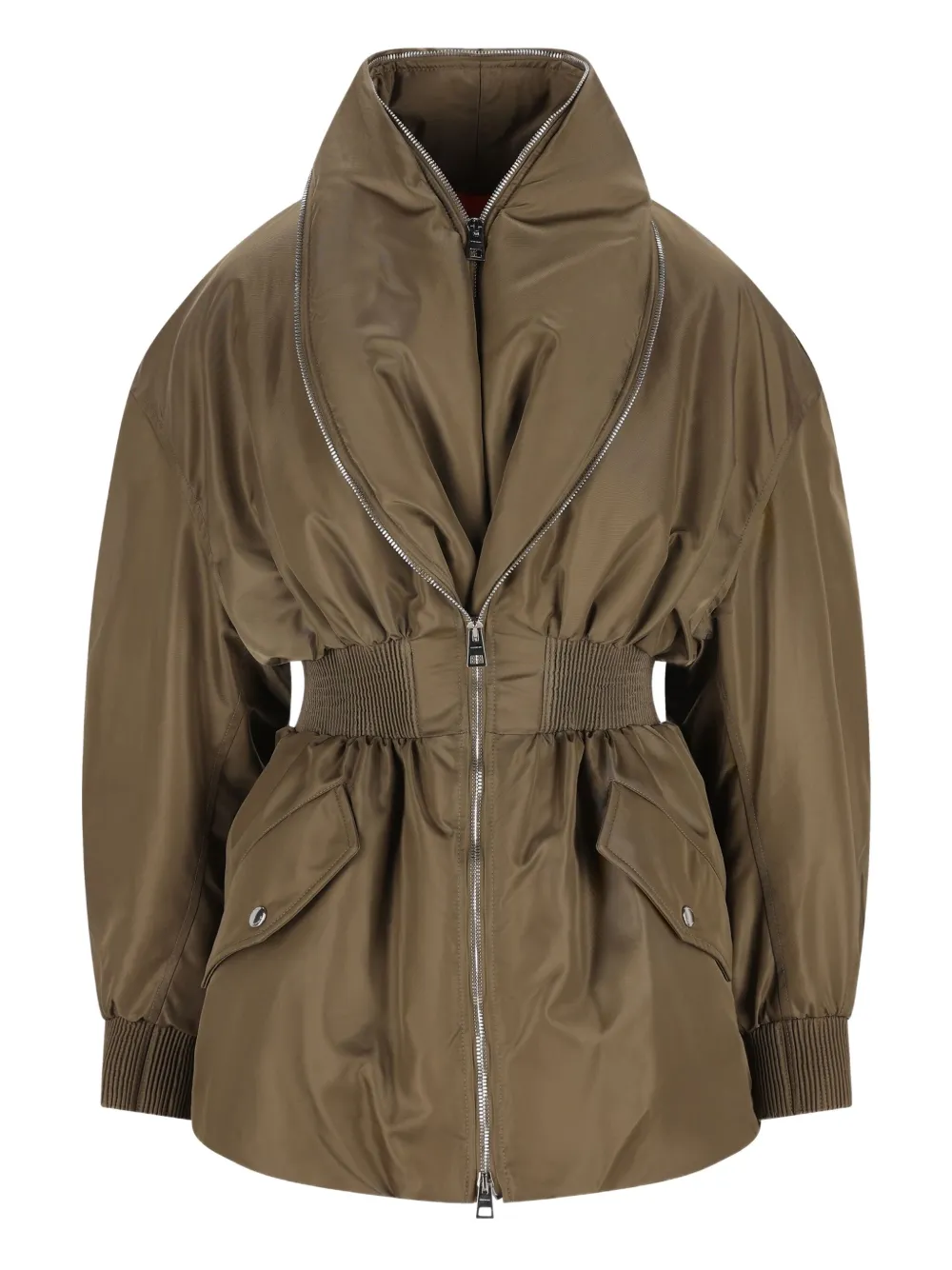 Givenchy Hourglass Bomber With Zipped Shawl Collar In Nylon In Green