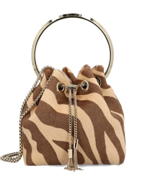Jimmy Choo Bon Bon zebra-print ring-handle bag