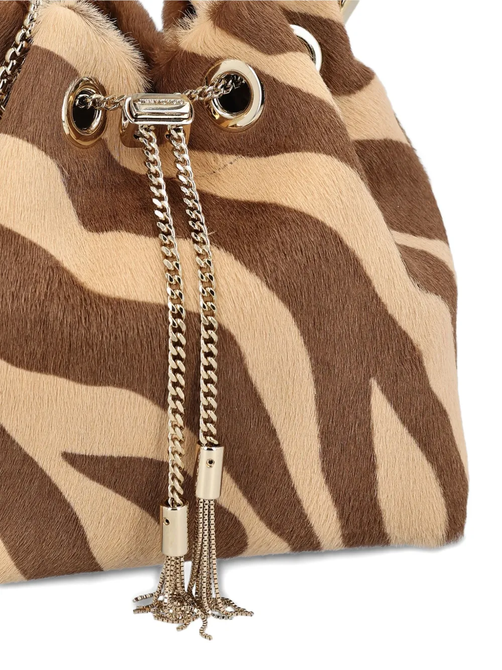 Jimmy Choo Bon Bon Zebra-print Ring-handle Bag In Brown