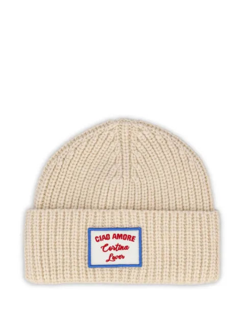 Giada Benincasa ribbed-knit logo-patch beanie hat 