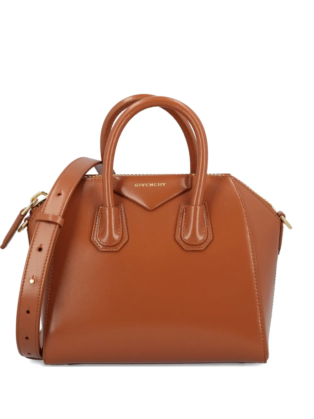 Givenchy Caramel Leather Antigona Top Handle Bag In Brown