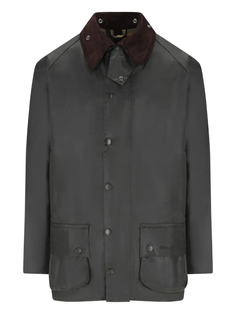 Barbour Beaufort corduroy-collar waxed-cotton jacket | Grey | Image 1