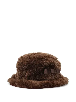Sacai double-brim Shearling Bucket Hat | Neutrals | FARFETCH