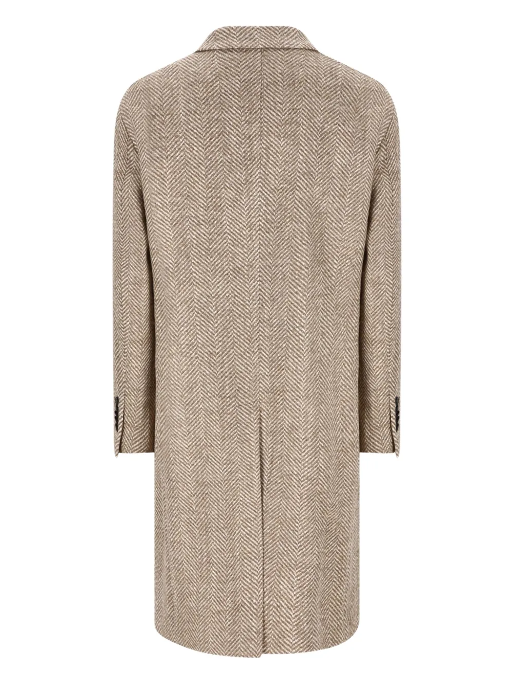 Tagliatore Double-breasted Herringbone Coat In Brown
