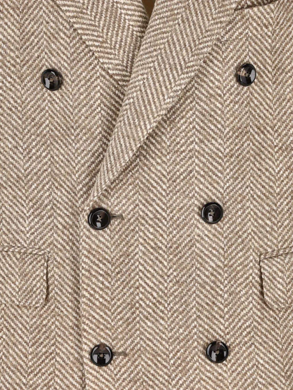 Tagliatore Double-breasted Herringbone Coat In Brown