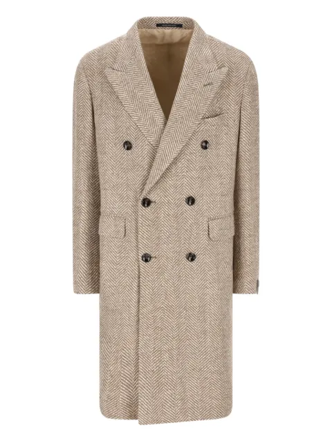 Tagliatore double-breasted herringbone coat