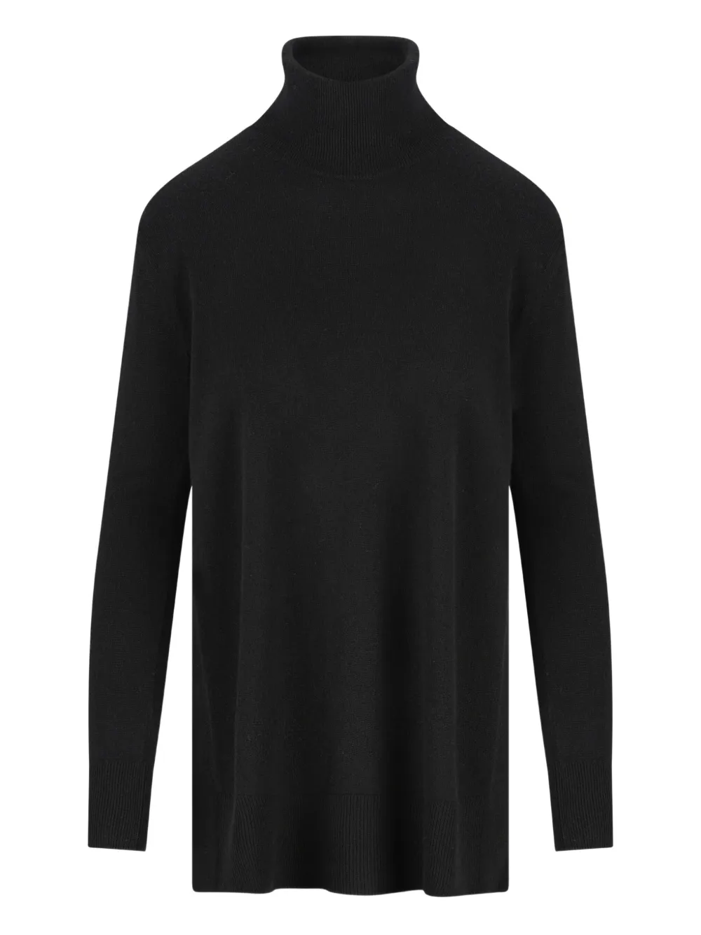 Alpha Studio Turtleneck Side-slit Sweater In Black