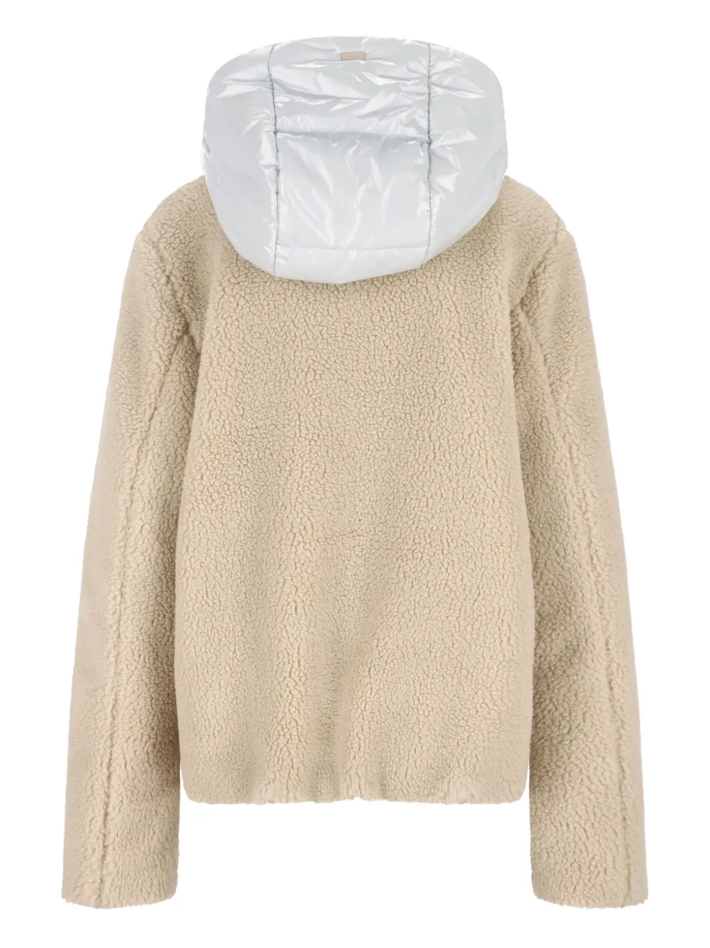Herno Hooded Teddy Fleece Jacket In Neutral