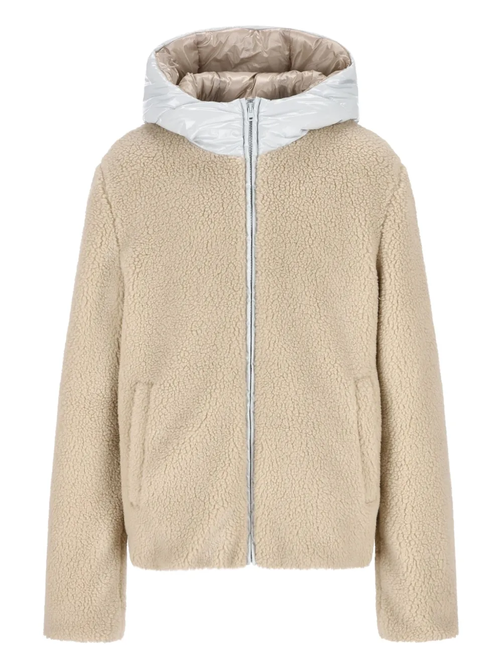 Herno Kids' Hooded Teddy Fleece Jacket In Neutral