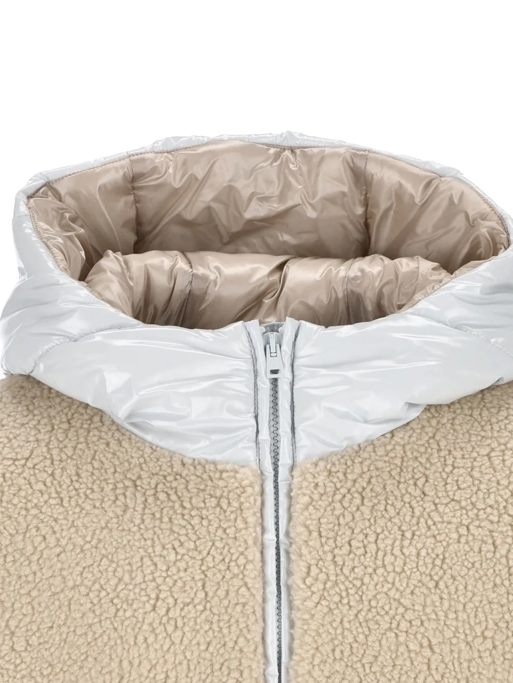 Herno Hooded Teddy Fleece Jacket In Neutral