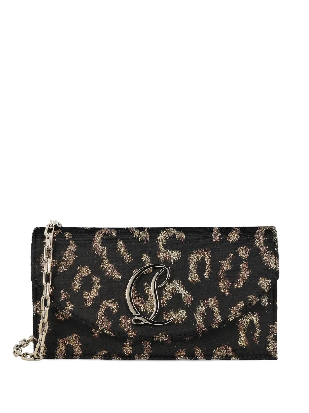 Christian Louboutin leopard-print chain clutch | Black | Image 1