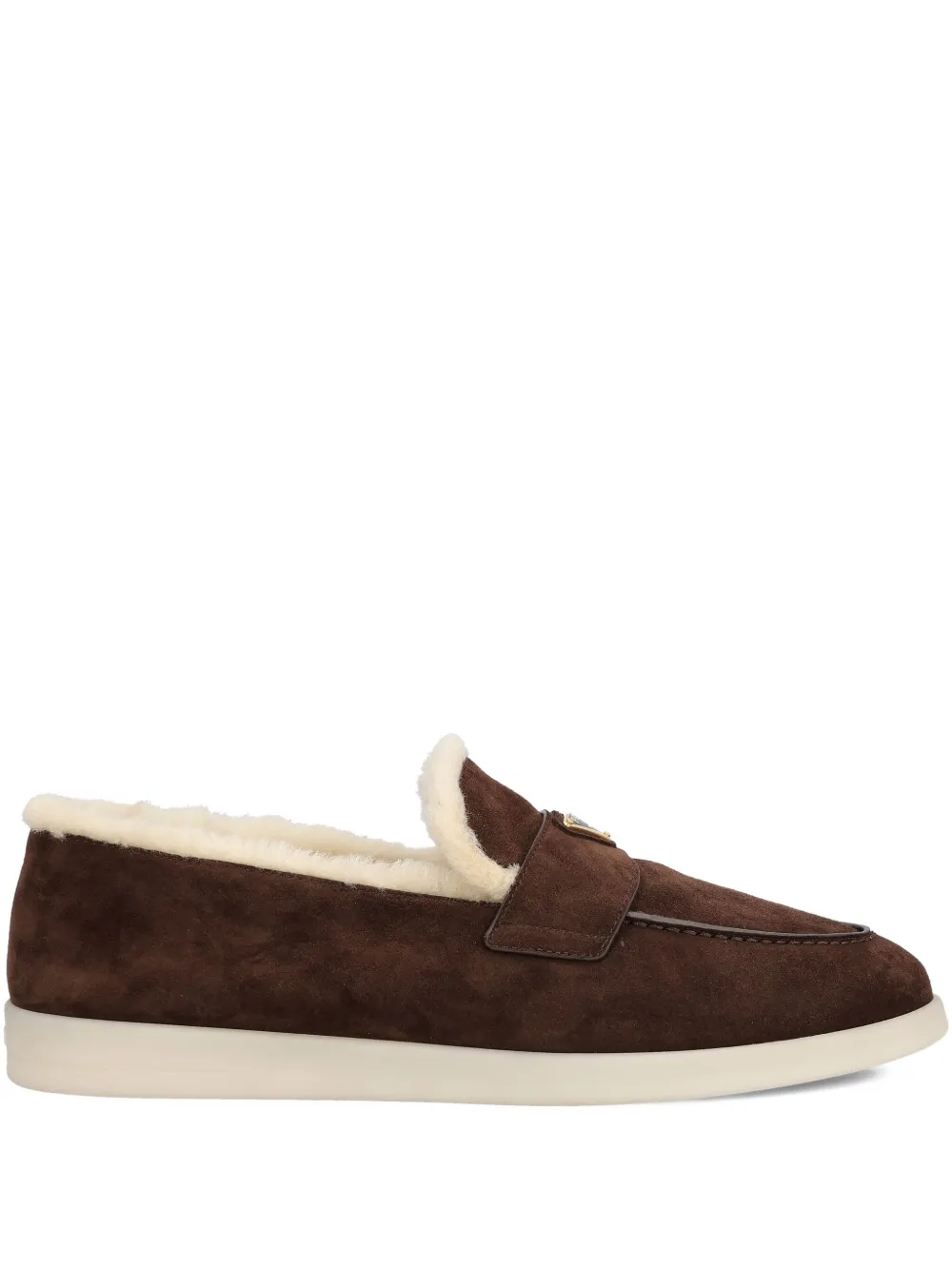 Prada Loafers van suède en lamswol Brown