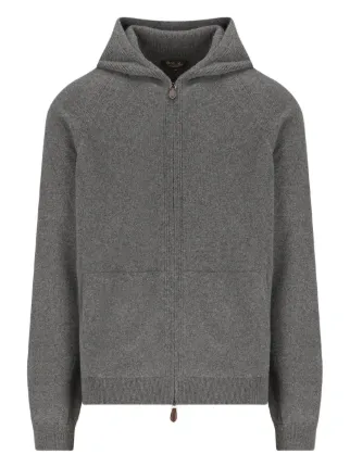 【極上美品】ロロピアーナジップ付ニットブルゾン　グレー 極上美品】ロロピアーナジップ付ニットブルゾン グレー 極上美品