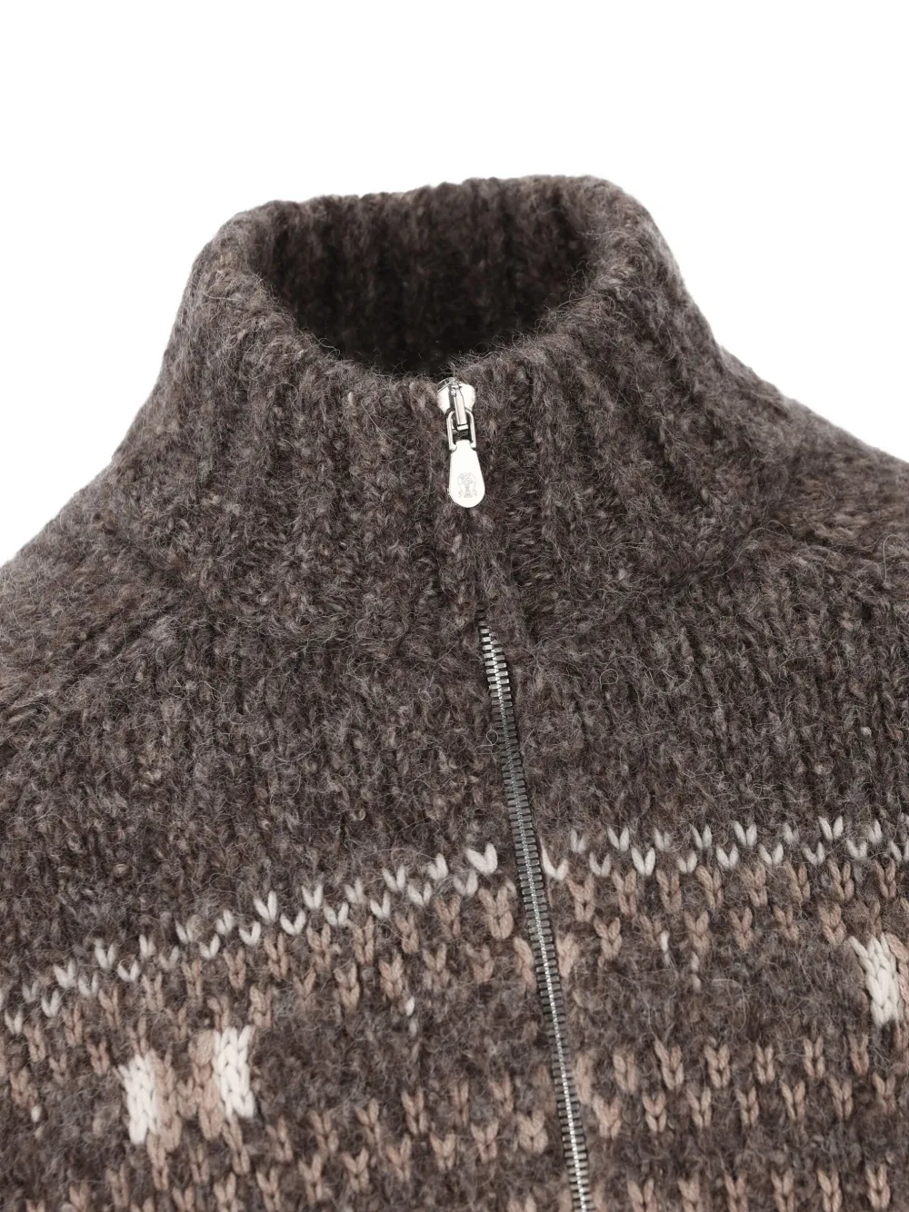 Brunello Cucinelli Fairisle-pattern Cardigan In Brown