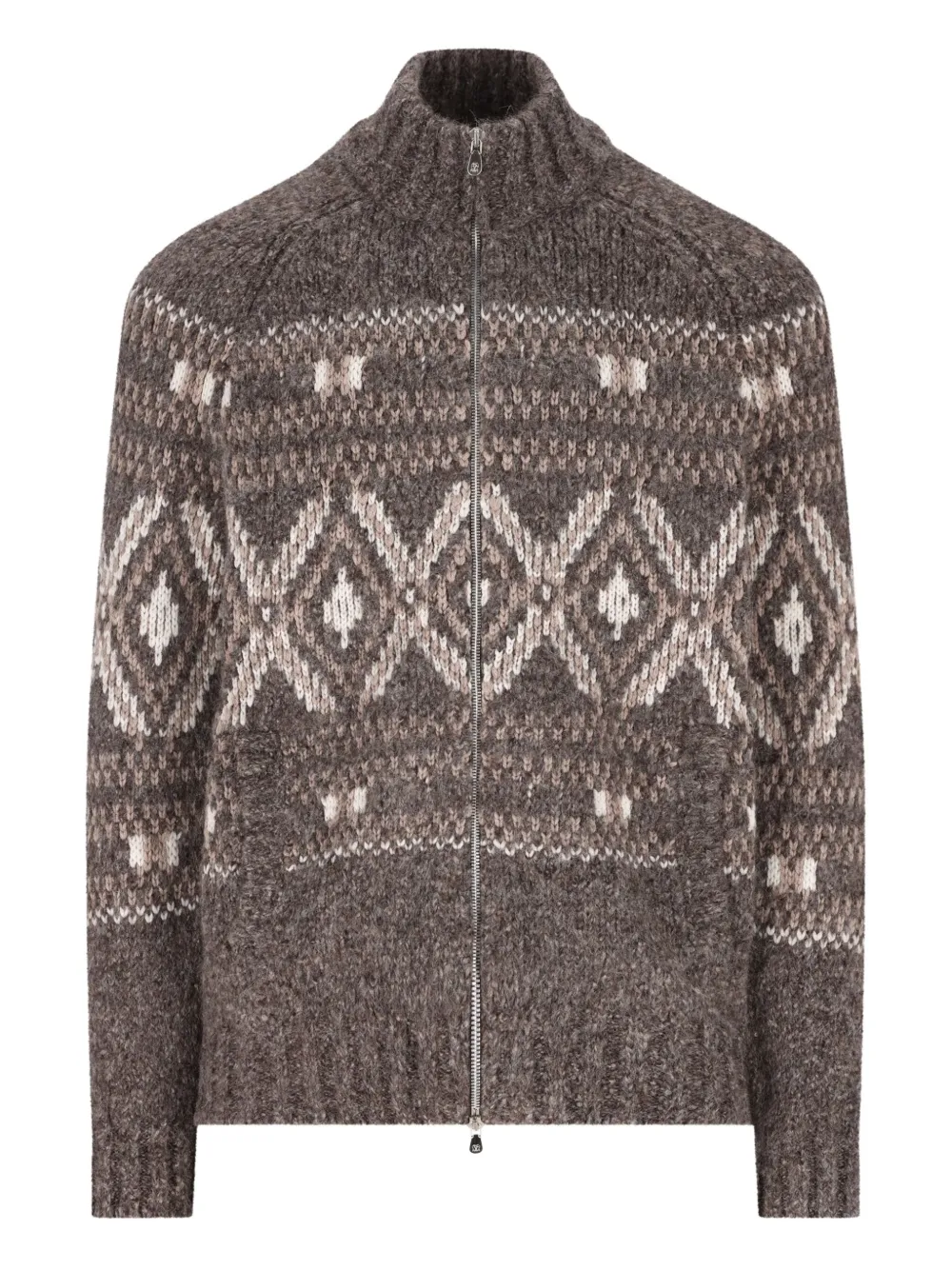 Brunello Cucinelli Fairisle-pattern Cardigan In Brown