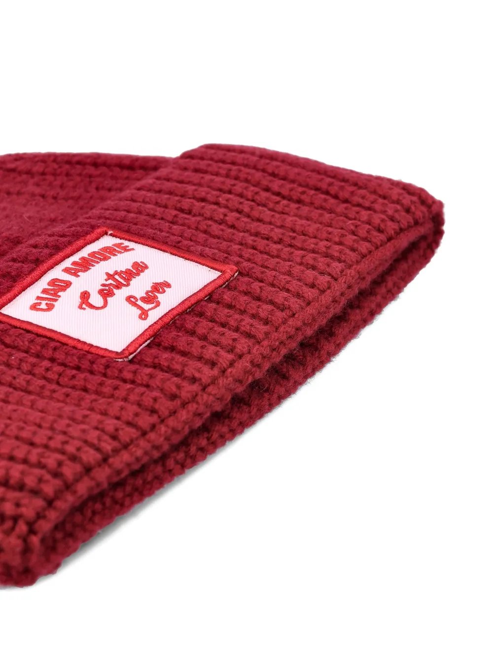 Giada Benincasa Ribbed Logp-patch Beanie In Burgundy