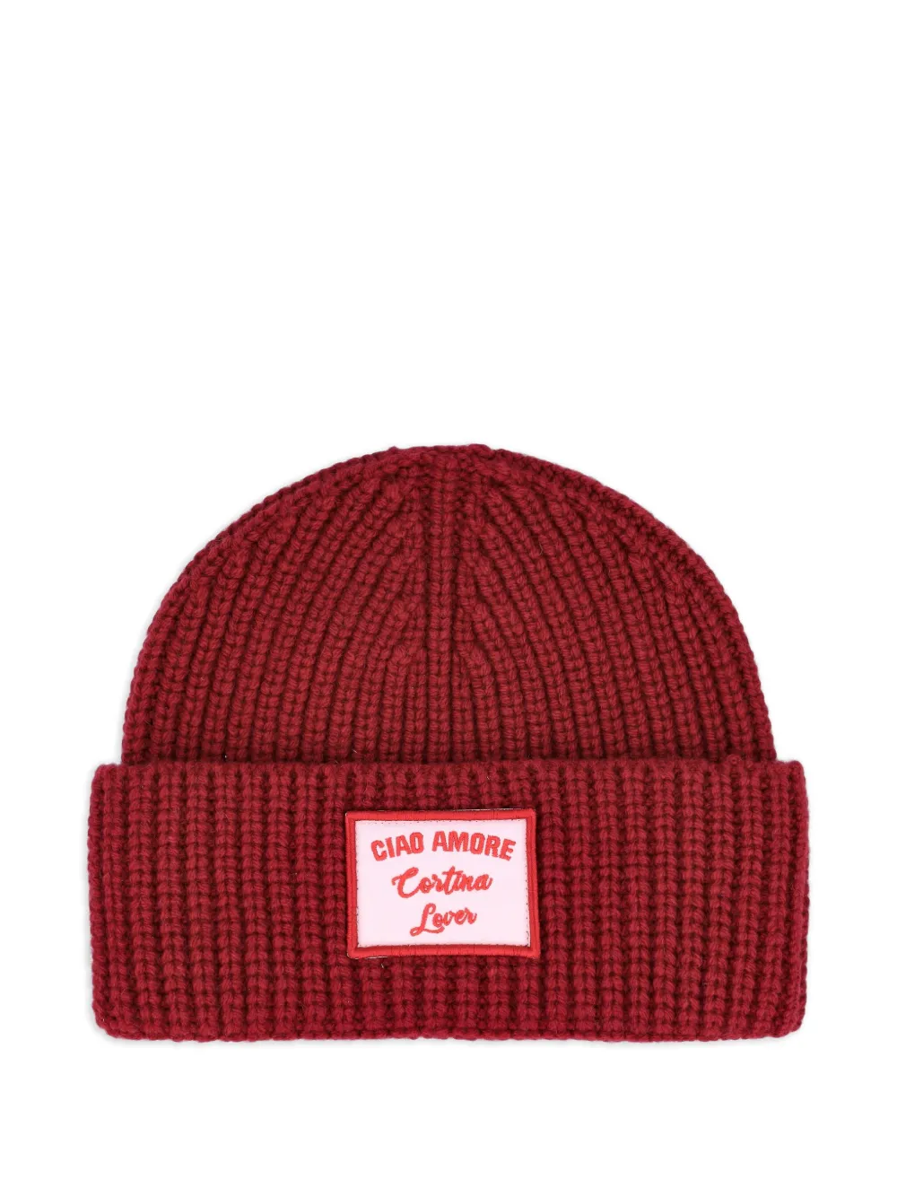 Giada Benincasa ribbed logp-patch beanie | Red | Image 1