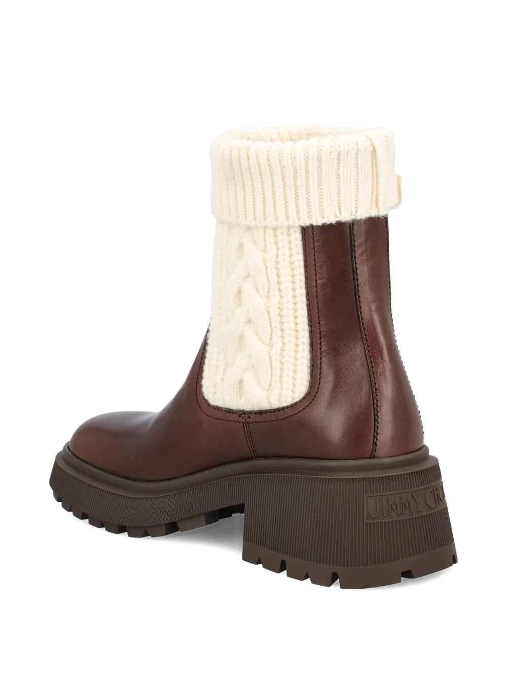 Jimmy Choo knit-trim leather boots Brown