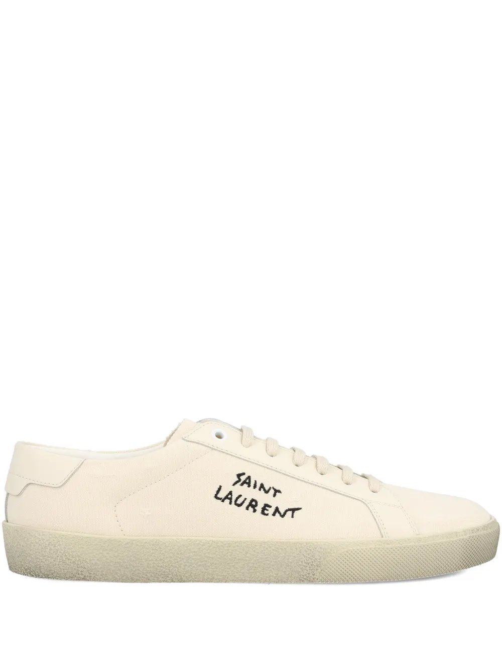 Saint Laurent Court Logo-embroidered Sneakers In Neutral