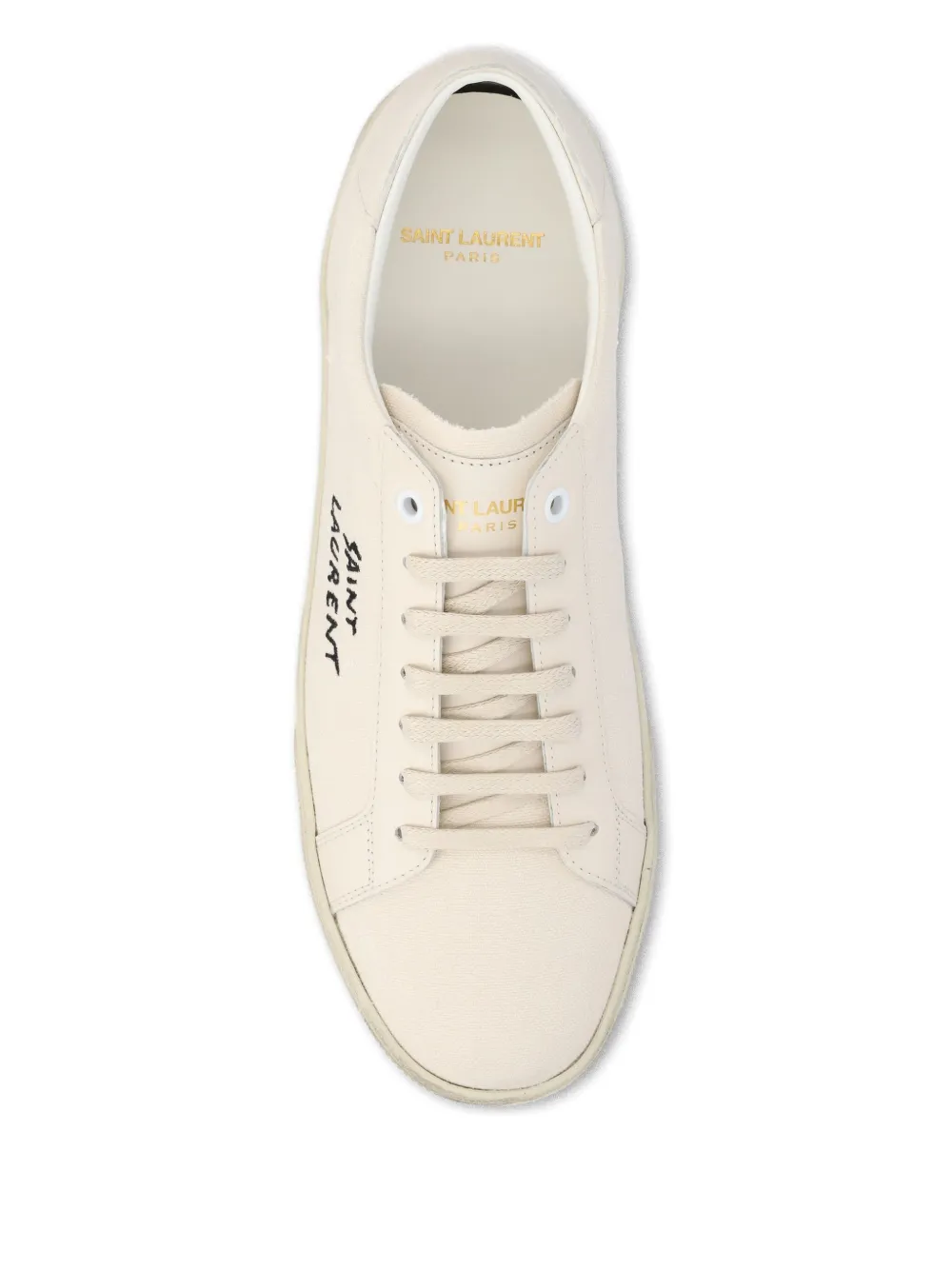 Saint Laurent Court Logo-embroidered Sneakers In Neutral