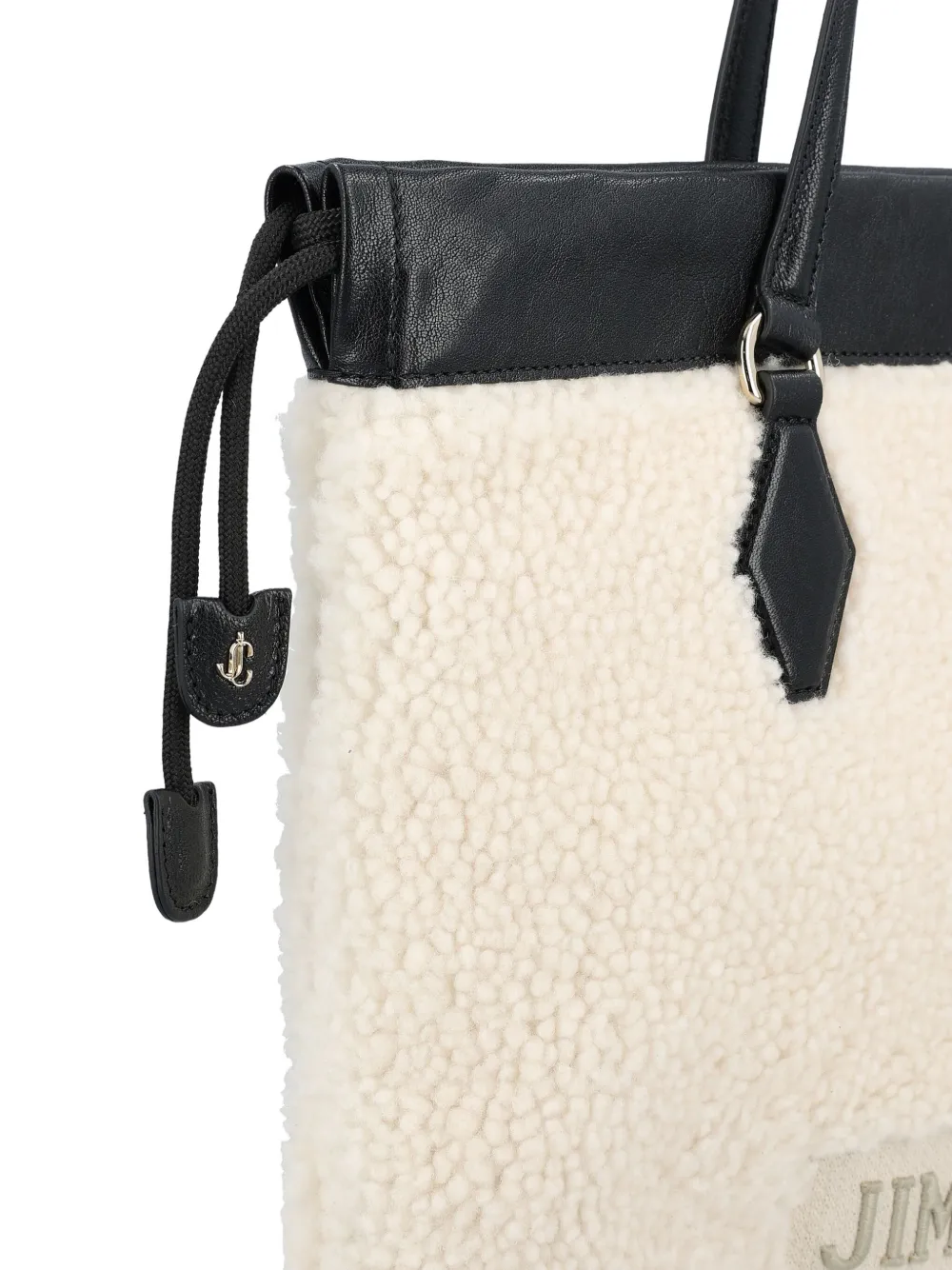 Jimmy Choo Drawstring-fastening Shearling Tote Bag In Neutral