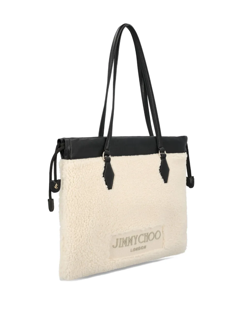 Jimmy Choo Drawstring-fastening Shearling Tote Bag In Neutral