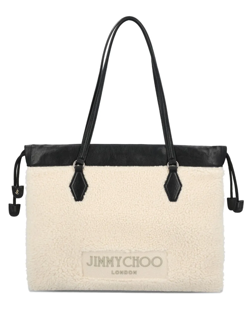 Jimmy Choo Drawstring-fastening Shearling Tote Bag In Neutral