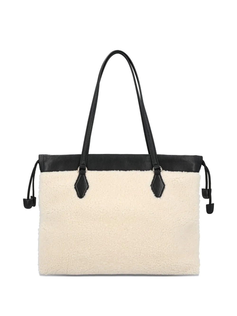 Jimmy Choo drawstring-fastening shearling tote bag - Beige