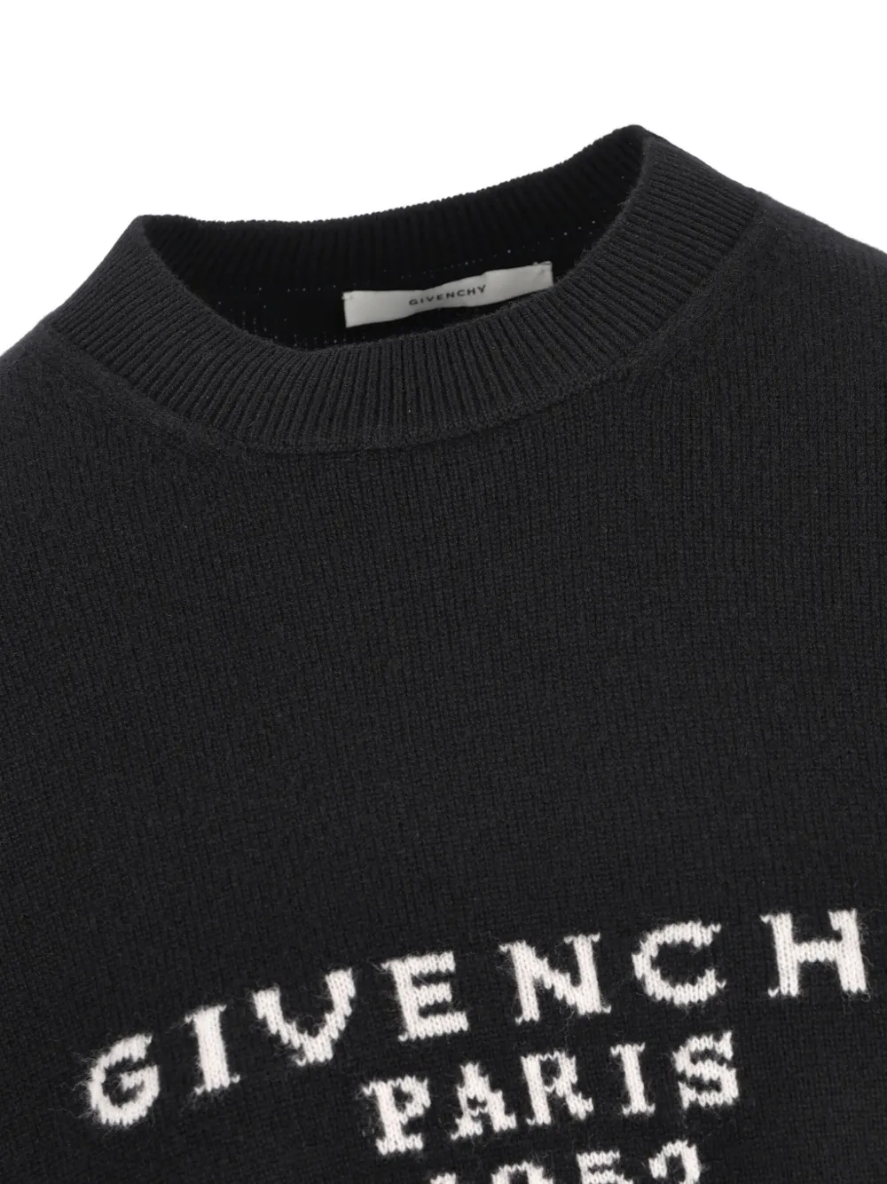 Givenchy Wool Blend Crew Neck Sweater With Ribbed Cuffs And Hem In Black