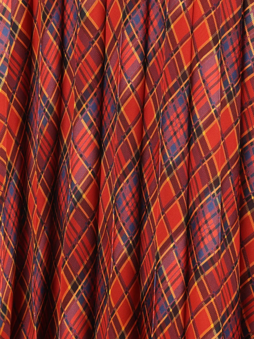 Saint Laurent Tartan Pleated Maxi Skirt In Silk In Red