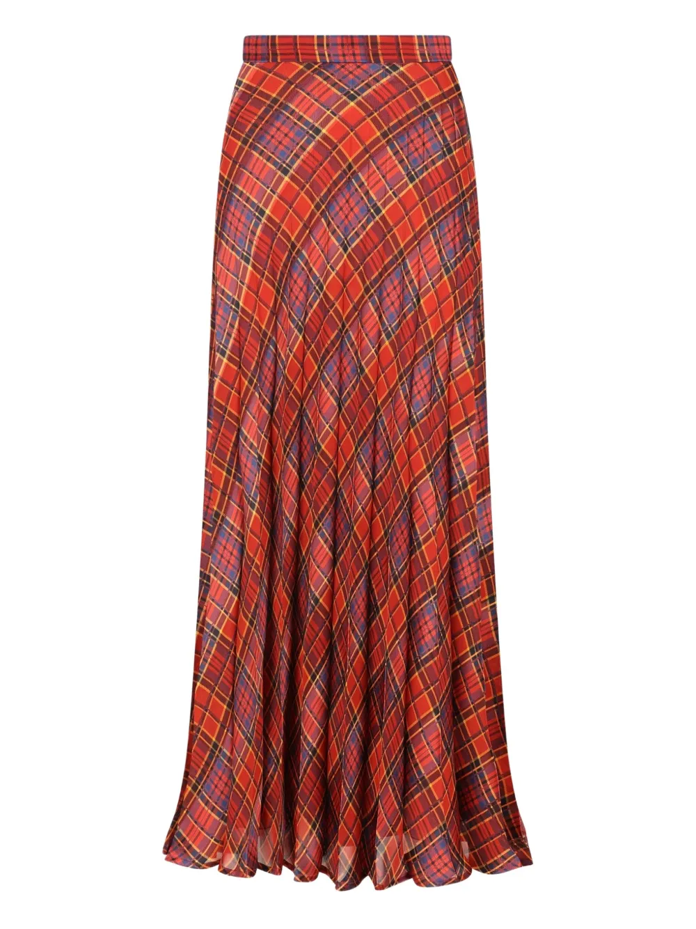 Saint Laurent Geplooide geruite rok - Rood