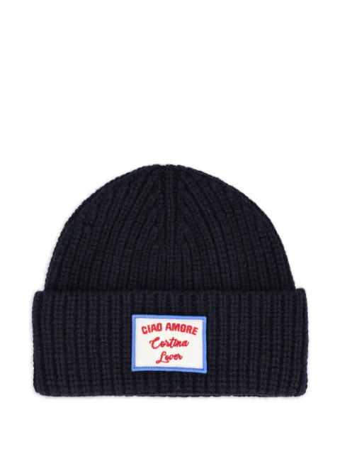 Giada Benincasa ribbed-knit logo patch beanie hat 