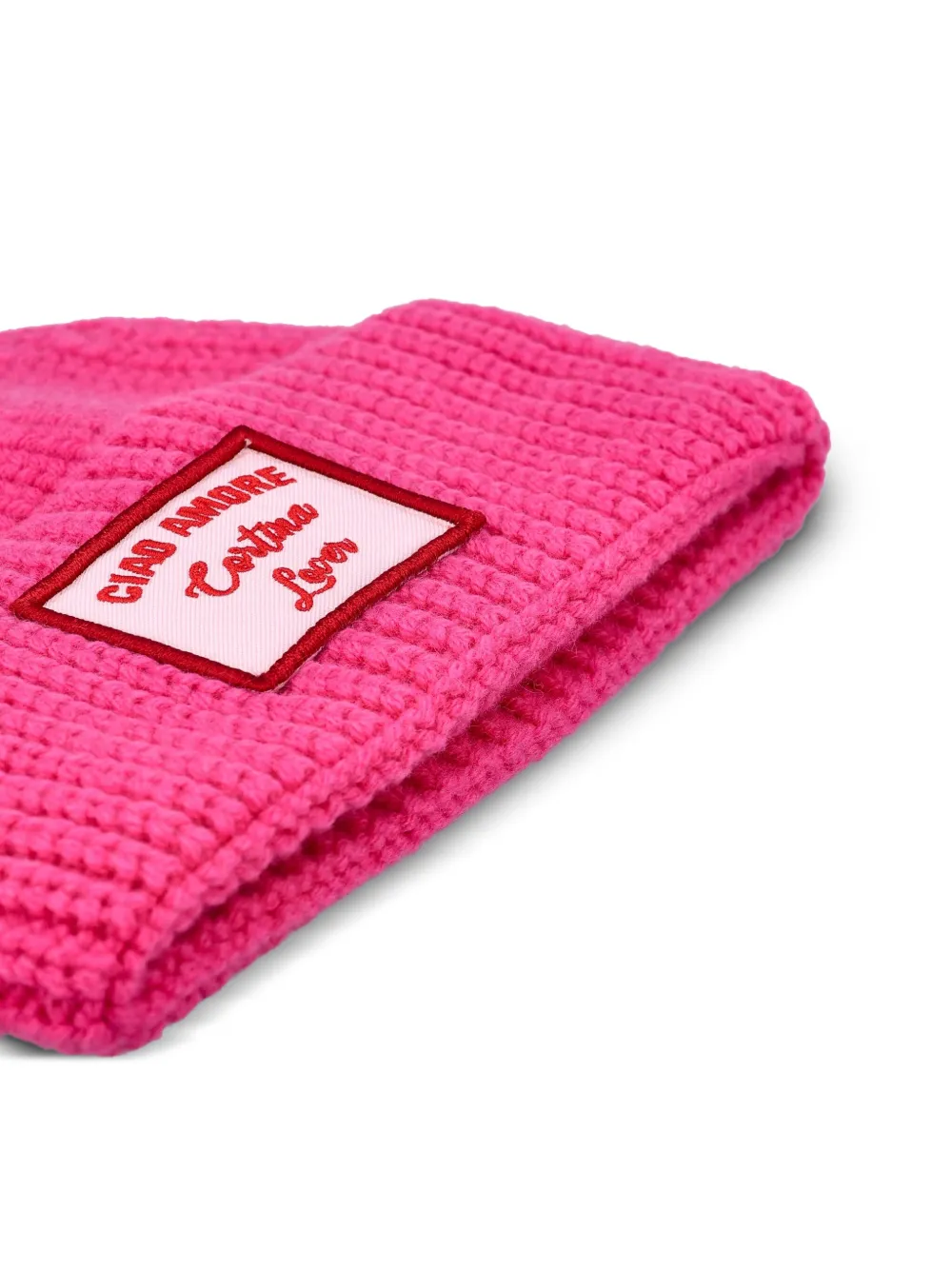 Giada Benincasa Ribgebreide hoed met patch Roze