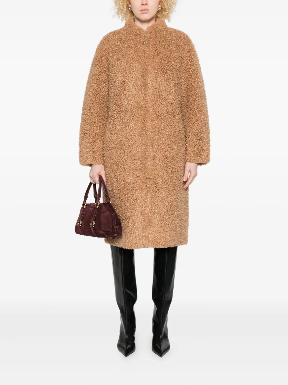 Apparis shearling overcoat | Single Breasted Coats | Image 2