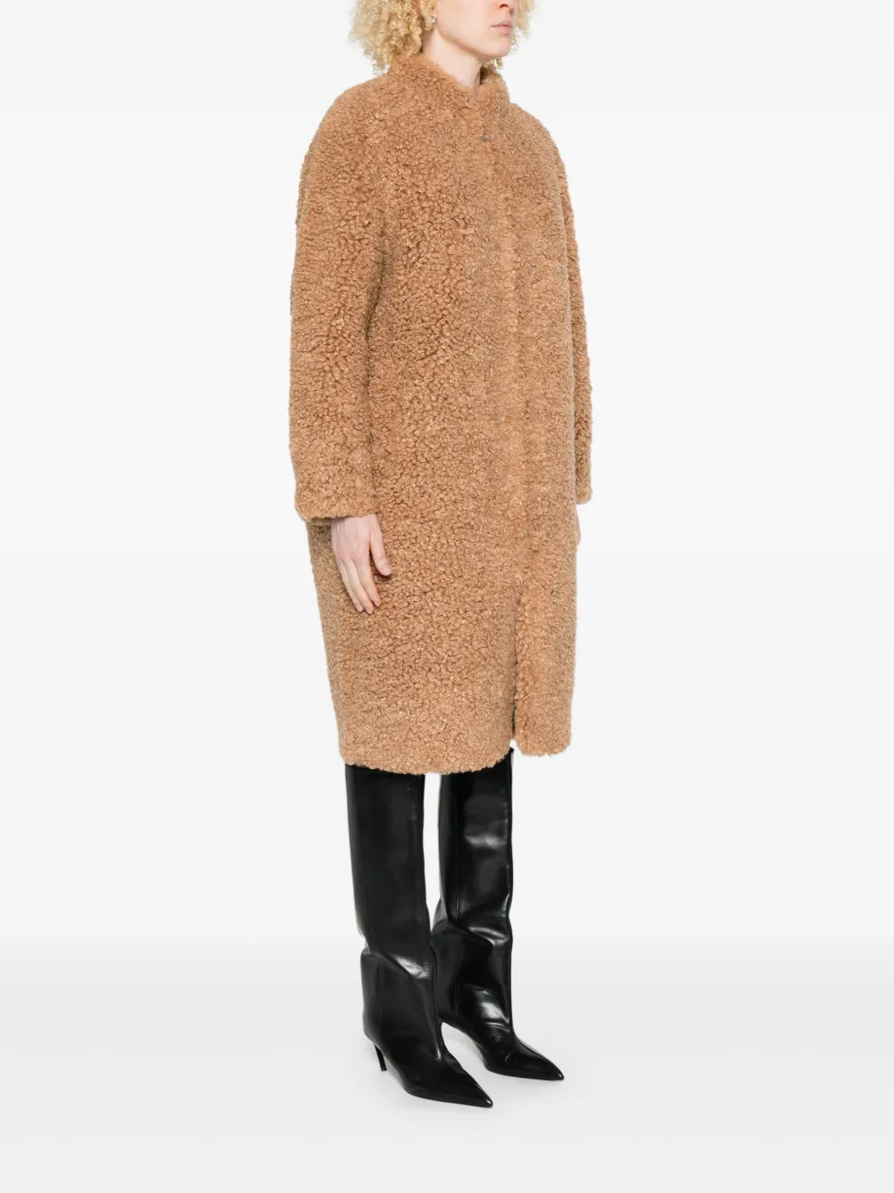 Apparis Jude Bouclette Overcoat In Brown