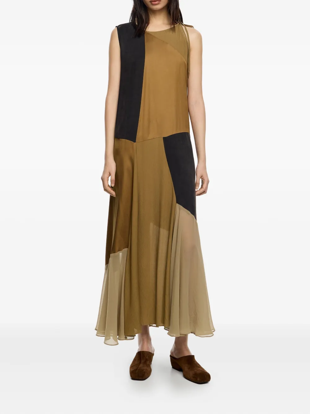 Bimba y Lola patchwork sleeveless asymmetrical dress - Bruin