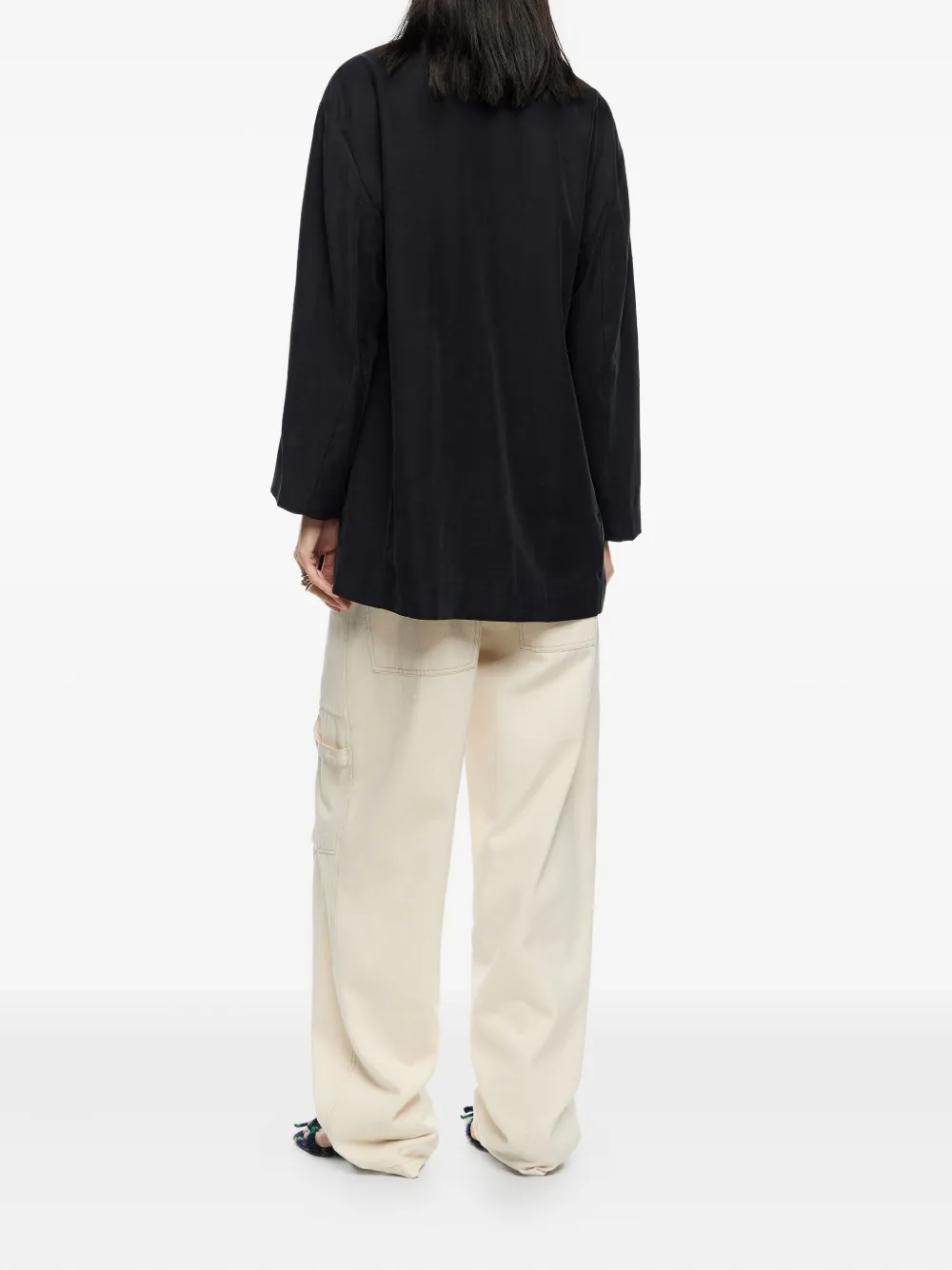 Bimba Y Lola Buttoned Long-sleeved Blazer In Black
